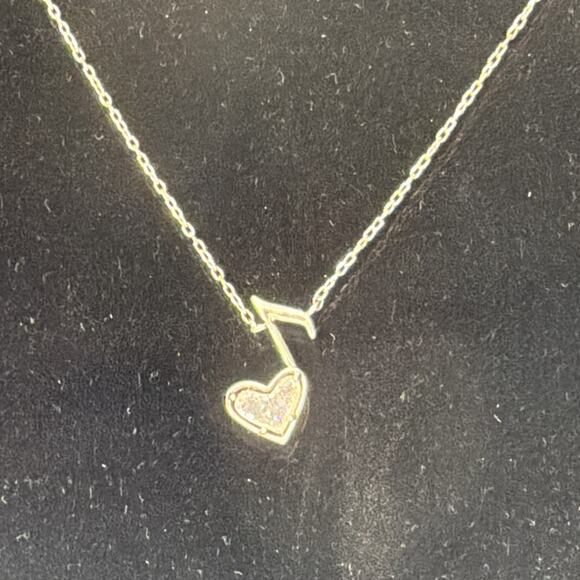 Kendra Scott Dolly Parton Ari Heart Music Note Necklace Silver Drusy Dust Bag179 - Picture 3 of 8